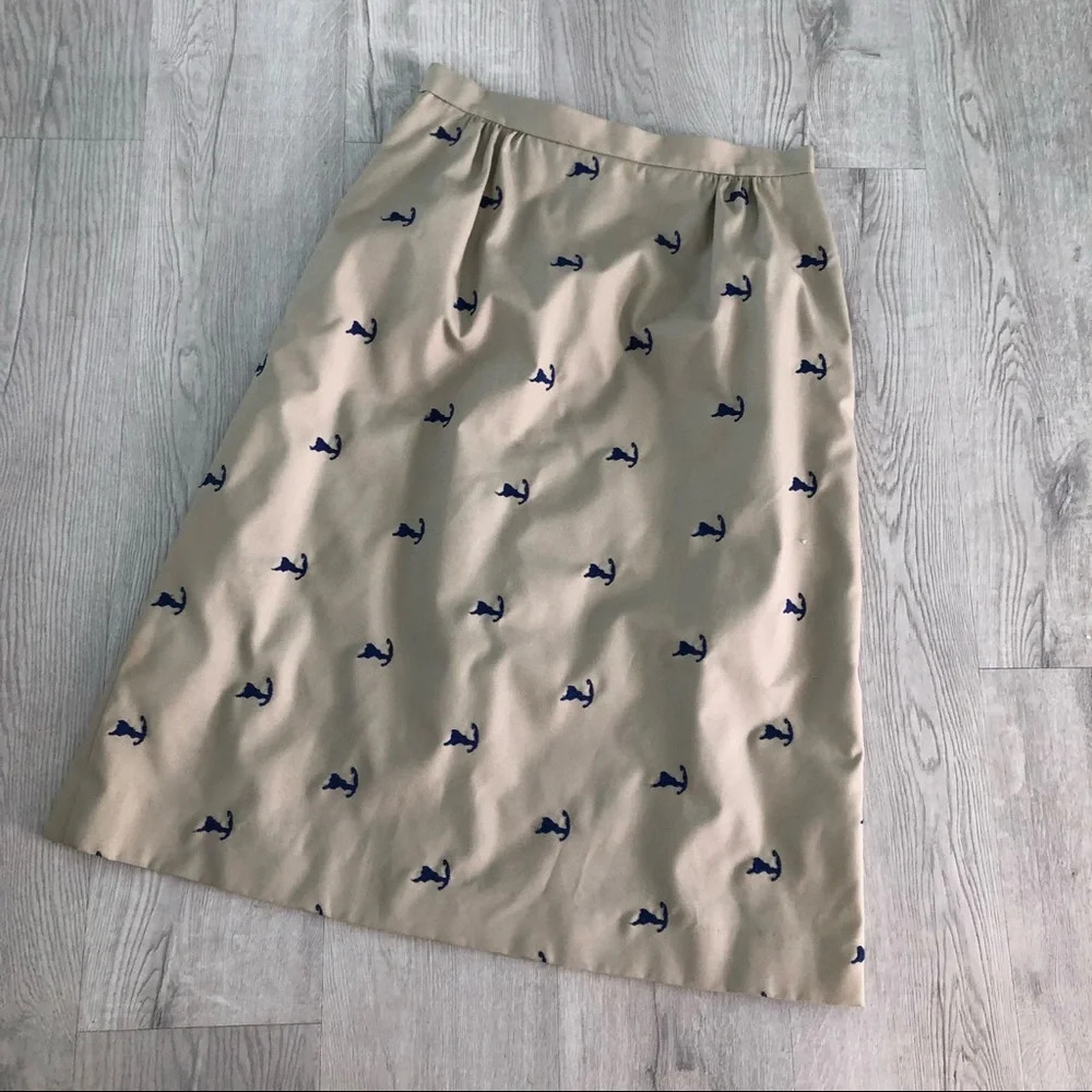Vintage Lady Puritan Cape Cod Embroidered Khaki Skirt - Picture 12 of 12